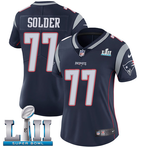 Nike Patriots #77 Nate Solder Navy Blue Team Color Super Bowl LII Women's Stitched NFL Vapor Untouchable Limited Jersey
